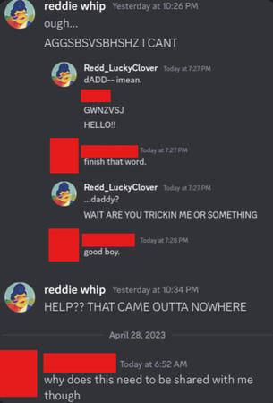 Redd sharing a questionable conversation w/ a minor.